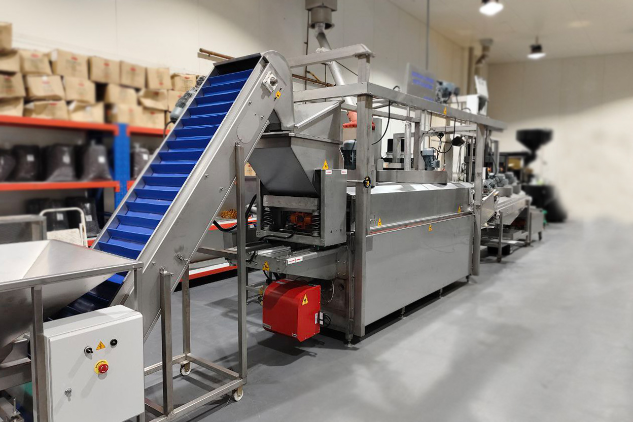 Nuts Fryer is designed for industrial-scale fried nut production